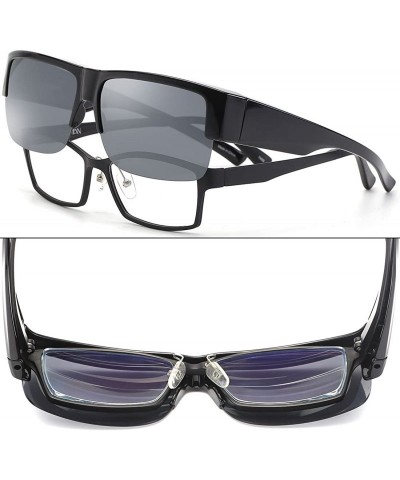 Square Over Glasses Sunglasses Polarized Lens for Women Men Semi Rimless Frame - CY18CHUME4N $20.48