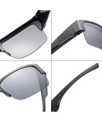 Square Over Glasses Sunglasses Polarized Lens for Women Men Semi Rimless Frame - CY18CHUME4N $20.48