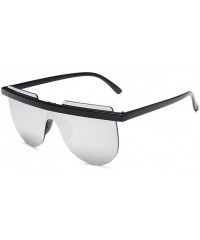 Goggle Oversized Half Frame Sunglasses for Women Rimless Eyeglasses Round Sun Glasses Driving Goggles - Leopard Tea - C61906E...