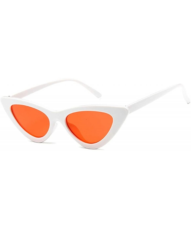 Cat Eye Retro Triangle Cat-eye Sunglasses for Women - Wiht Small Frame - White-red - CX196EQ0WTL $11.36