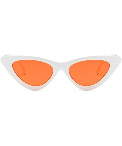 Cat Eye Retro Triangle Cat-eye Sunglasses for Women - Wiht Small Frame - White-red - CX196EQ0WTL $11.36