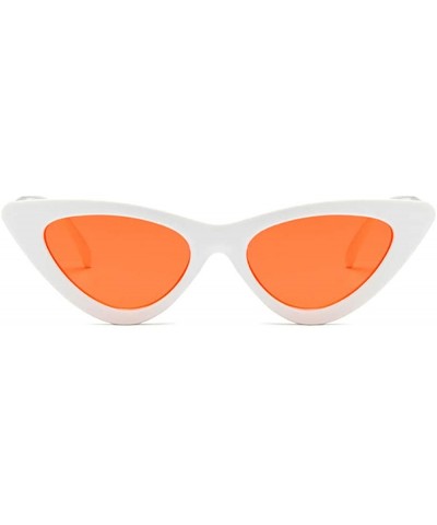 Cat Eye Retro Triangle Cat-eye Sunglasses for Women - Wiht Small Frame - White-red - CX196EQ0WTL $11.36