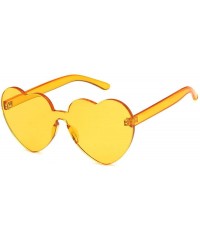 Rimless Women Beach Eyewear Cute Heartshape Frameless Sunglasses with Case UV400 - Tansparent Yellow - CU18WQHSR2N $22.09