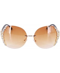 Square Sparkling Crystal Sunglasses UV Protection Rhinestone Sunglasses - Gold Frame Gradient Tawny Lens - CY199L24Y64 $28.34