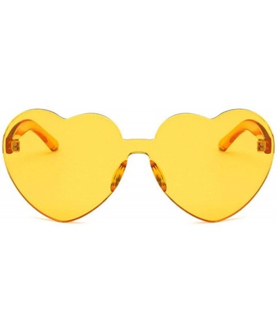 Rimless Women Beach Eyewear Cute Heartshape Frameless Sunglasses with Case UV400 - Tansparent Yellow - CU18WQHSR2N $41.48