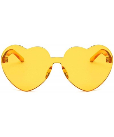 Rimless Women Beach Eyewear Cute Heartshape Frameless Sunglasses with Case UV400 - Tansparent Yellow - CU18WQHSR2N $41.48