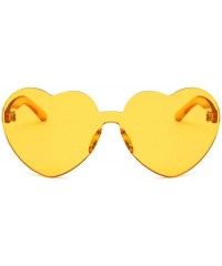 Rimless Women Beach Eyewear Cute Heartshape Frameless Sunglasses with Case UV400 - Tansparent Yellow - CU18WQHSR2N $41.48