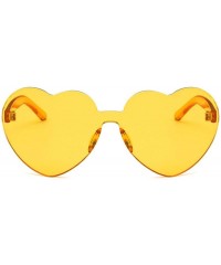 Rimless Women Beach Eyewear Cute Heartshape Frameless Sunglasses with Case UV400 - Tansparent Yellow - CU18WQHSR2N $41.48