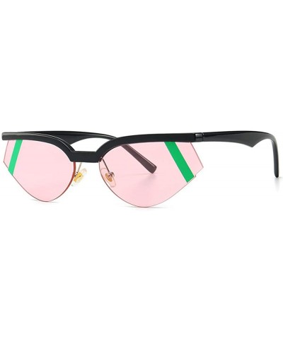 Oval 2019 Fashion Half Frame Sunglasses for Women New Brand Design Sun Glasses UV400 with Box - Black&pink - CL18TYHYRSW $9.97