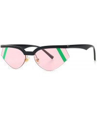 Oval 2019 Fashion Half Frame Sunglasses for Women New Brand Design Sun Glasses UV400 with Box - Black&pink - CL18TYHYRSW $24.00