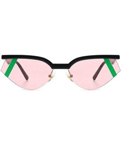 Oval 2019 Fashion Half Frame Sunglasses for Women New Brand Design Sun Glasses UV400 with Box - Black&pink - CL18TYHYRSW $9.97