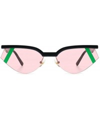 Oval 2019 Fashion Half Frame Sunglasses for Women New Brand Design Sun Glasses UV400 with Box - Black&pink - CL18TYHYRSW $24.00