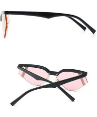 Oval 2019 Fashion Half Frame Sunglasses for Women New Brand Design Sun Glasses UV400 with Box - Black&pink - CL18TYHYRSW $9.97