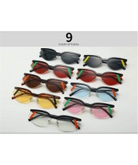 Oval 2019 Fashion Half Frame Sunglasses for Women New Brand Design Sun Glasses UV400 with Box - Black&pink - CL18TYHYRSW $24.00