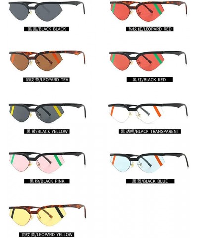 Oval 2019 Fashion Half Frame Sunglasses for Women New Brand Design Sun Glasses UV400 with Box - Black&pink - CL18TYHYRSW $24.00