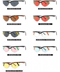 Oval 2019 Fashion Half Frame Sunglasses for Women New Brand Design Sun Glasses UV400 with Box - Black&pink - CL18TYHYRSW $24.00