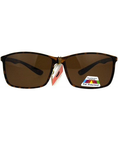 Rectangular TAC Polarized Lens Sunglasses Mens Thin Light Weight Rectangular Frame - Tortoise (Brown) - CU188Y537O7 $11.19