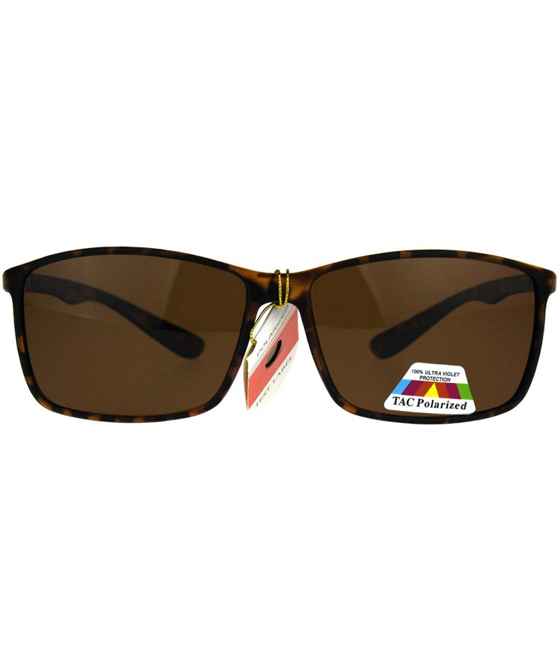 Rectangular TAC Polarized Lens Sunglasses Mens Thin Light Weight Rectangular Frame - Tortoise (Brown) - CU188Y537O7 $22.69