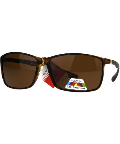 Rectangular TAC Polarized Lens Sunglasses Mens Thin Light Weight Rectangular Frame - Tortoise (Brown) - CU188Y537O7 $22.69