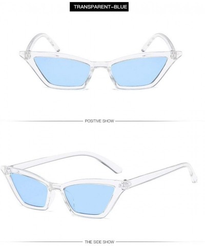 Cat Eye Women Fashion CAT Eye Sunglasses Retro Small Frame UV400 Eyewear Vintage - Transparent&blue - CU18O4UDR3Z $20.24