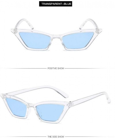 Cat Eye Women Fashion CAT Eye Sunglasses Retro Small Frame UV400 Eyewear Vintage - Transparent&blue - CU18O4UDR3Z $12.69