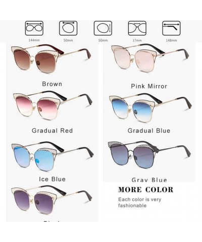 Cat Eye Sunglasses for Women UV400 Protection Fishing and Driving Metal Lace Frame Cat Eye Sunglasses - Gradual Blue - C918WU...