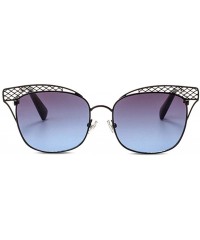 Cat Eye Sunglasses for Women UV400 Protection Fishing and Driving Metal Lace Frame Cat Eye Sunglasses - Gradual Blue - C918WU...