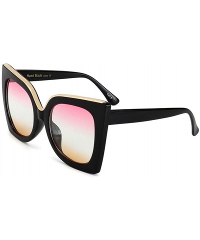 Oversized Oversized Gradient Lens Sunglasses for Women Acetate Frame Goggles UV400 - C4 Black Gray - CC198EWMHSK $14.33