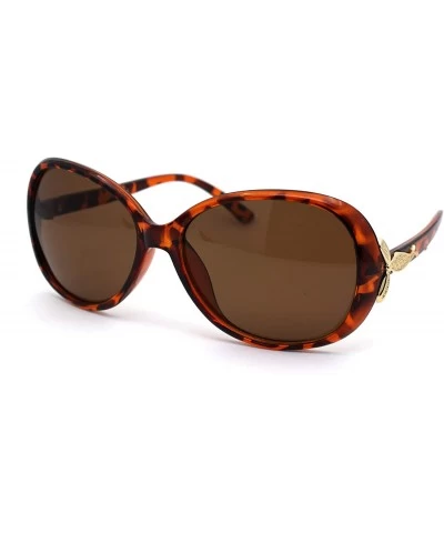 Round Classic Oversize Round Butterfly Designer Fashion Plastic Sunglasses - Tortoise Brown - CB194KSESU7 $18.61