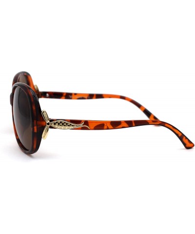 Round Classic Oversize Round Butterfly Designer Fashion Plastic Sunglasses - Tortoise Brown - CB194KSESU7 $7.49