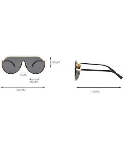 Square 2019 new fashion half frame punk unisex brand retro luxury men's driving sunglasses UV400 - Gold&double Ash - CI18T4KW...