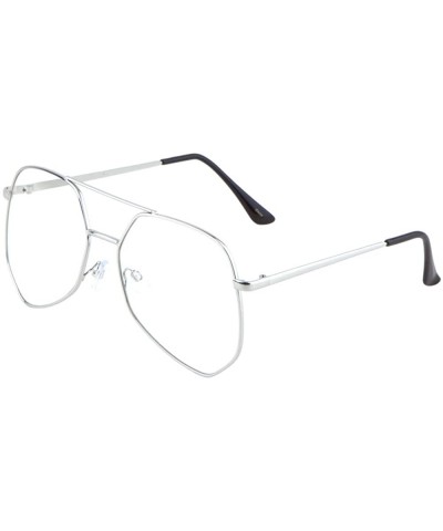 Aviator Clear Lens Geometric Rim Aviator Sunglasses - Silver - C3190DQHC7I $10.63