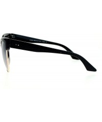 Cat Eye Mirrored Mirror Lens Half Horn Rim Cat Eye Womens Retro Sunglasses - Black Silver Mirror - CL12H5HA9LB $10.87