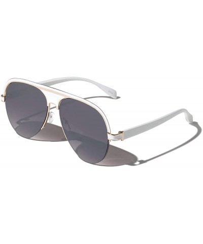 Aviator Cincinnati Curved Flat Lens Aviator Sunglasses - White - C219734QNT3 $14.81