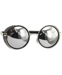 Goggle Mirror lens Round Glasses Cyber Goggles Steampunk UV400 Sunglasses(light silver mirror) - Color 6 - CK11ZDK5SQ5 $10.05