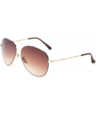 Oversized Lucas" - Oversized Fashion Sunglasses in Aviator Design for Men and Women - Brown/Gold - CH12O5VYD7Q $8.04
