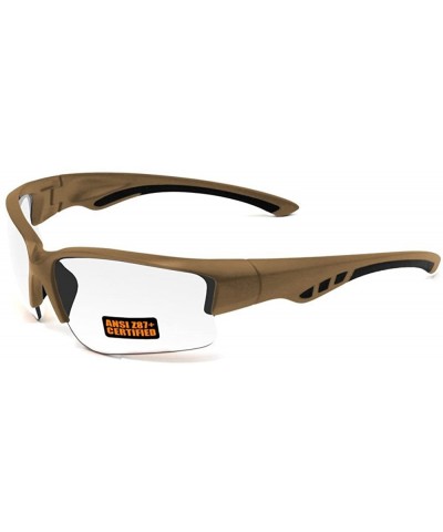 Sport 2018 Maxx Sunglasses SS3 Coyote Brown/Black Half Frame with Ansi Z87+ Clear Lens - CH18K2HZCNY $8.53