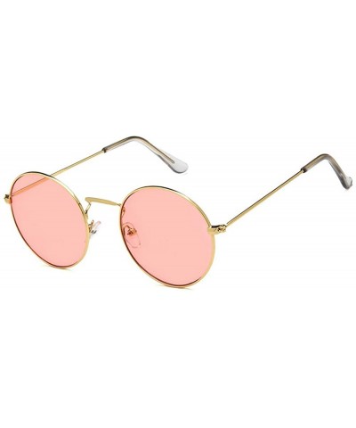 Round Women Luxury Brand Designer Metal Round Vintage Hip hop Sun glasses Shades - Pink - CV18LMH5MIM $13.58