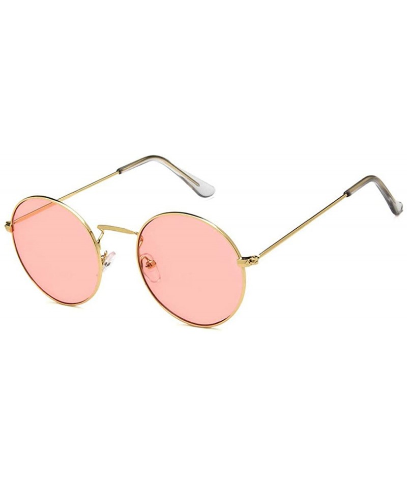 Round Women Luxury Brand Designer Metal Round Vintage Hip hop Sun glasses Shades - Pink - CV18LMH5MIM $13.58