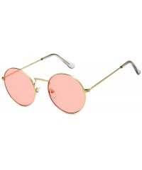 Round Women Luxury Brand Designer Metal Round Vintage Hip hop Sun glasses Shades - Pink - CV18LMH5MIM $13.58