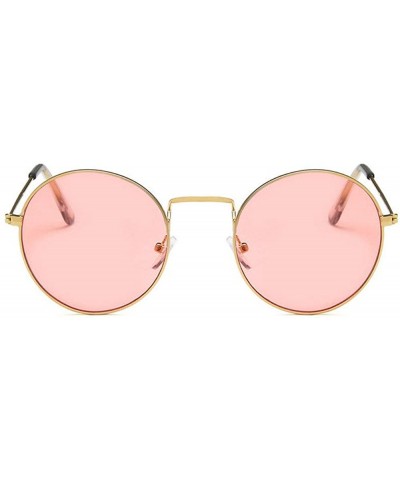 Round Women Luxury Brand Designer Metal Round Vintage Hip hop Sun glasses Shades - Pink - CV18LMH5MIM $13.58