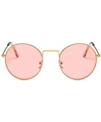 Round Women Luxury Brand Designer Metal Round Vintage Hip hop Sun glasses Shades - Pink - CV18LMH5MIM $13.58