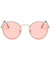 Round Women Luxury Brand Designer Metal Round Vintage Hip hop Sun glasses Shades - Pink - CV18LMH5MIM $13.58
