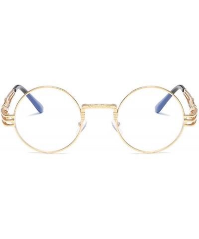 Round Womens Sunglasses Round Punk Fashion Sunglasses Small - Golden Frame+transparent Lens - CC18Q3MILCU $26.02
