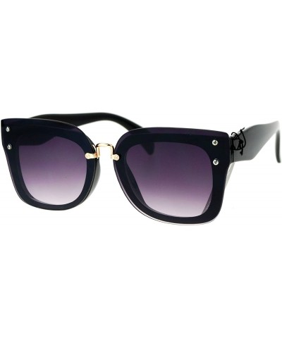Square Rims Behind Lens Sunglasses Womens Square Designer Fashion Shades - Black (Smoke) - C81874W8372 $11.88