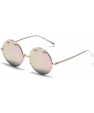 Aviator Metal round retro fashion trend sunglasses- new personality smiley couple sunglasses - E - CH18SM4G5ZI $68.55