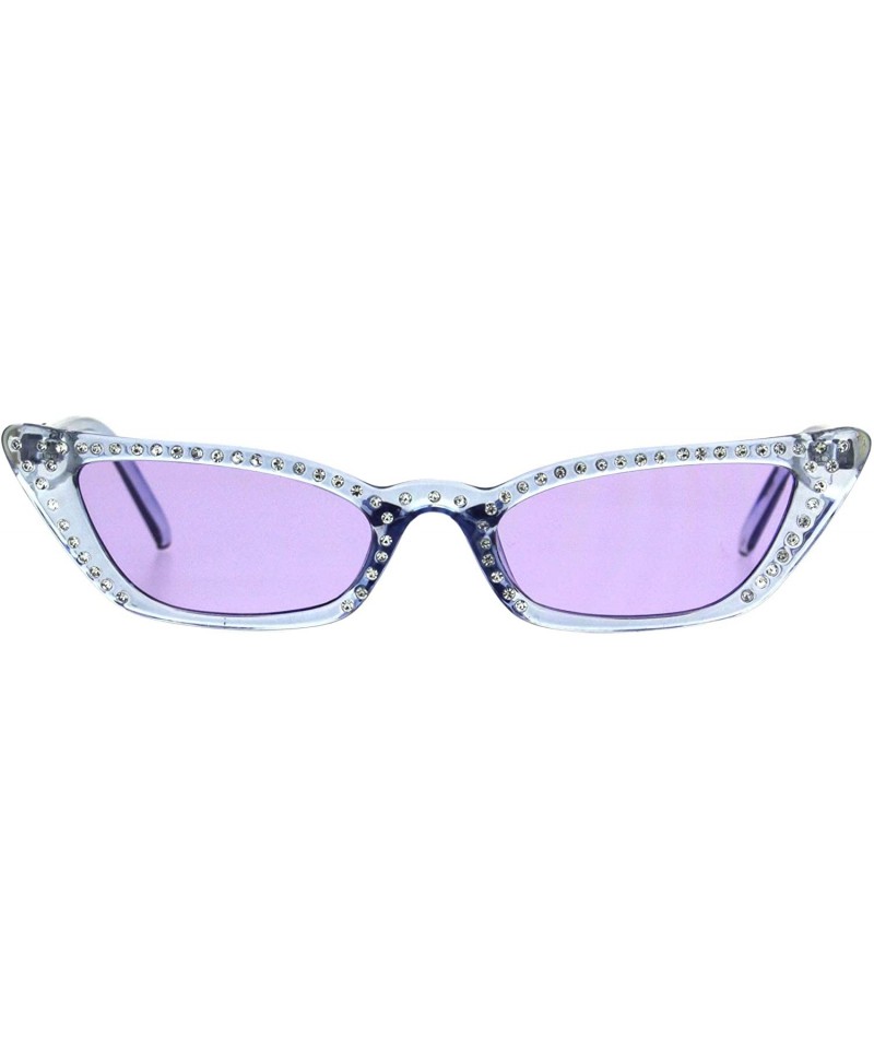 Rectangular Womens Skinny Sunglasses Rhinestone Rectangular Cateye Frame UV 400 - Blue (Purple) - CI18IDNEKMZ $10.75