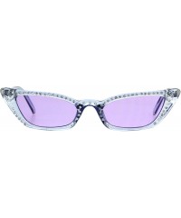 Rectangular Womens Skinny Sunglasses Rhinestone Rectangular Cateye Frame UV 400 - Blue (Purple) - CI18IDNEKMZ $10.75