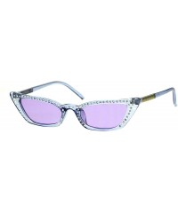 Rectangular Womens Skinny Sunglasses Rhinestone Rectangular Cateye Frame UV 400 - Blue (Purple) - CI18IDNEKMZ $10.75