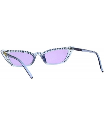 Rectangular Womens Skinny Sunglasses Rhinestone Rectangular Cateye Frame UV 400 - Blue (Purple) - CI18IDNEKMZ $10.75